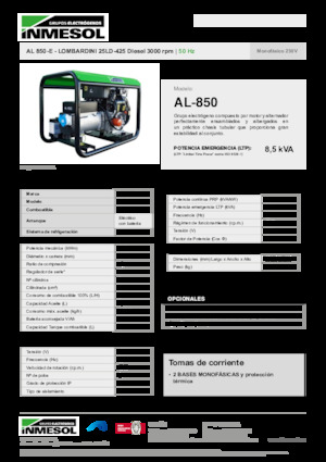 Generatoare de curent diesel INMESOL AL 850-E