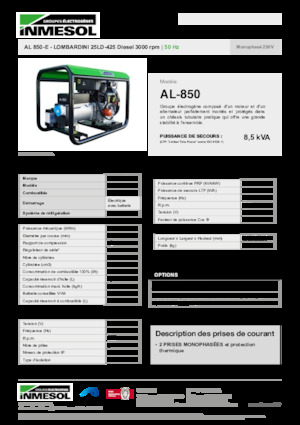 Generatoare de curent diesel INMESOL AL 850-E