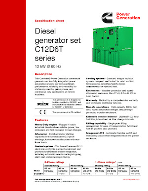 Generatoare de curent diesel Cummins C12 D6T