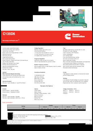 Generatoare de curent diesel Cummins C135D6
