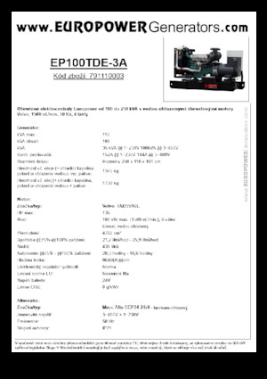 Generatoare de curent diesel Europower EP100TDE-3A (MA)