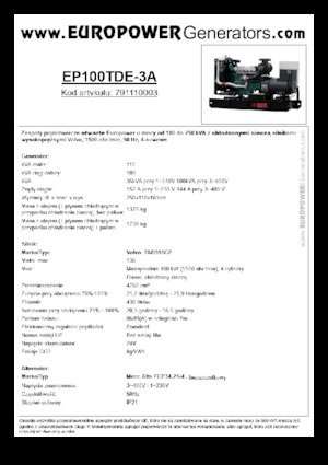 Generatoare de curent diesel Europower EP100TDE-3A (MA)