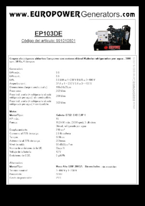 Generatoare de curent diesel Europower EP103DE (MA)