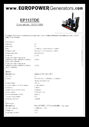 Generatoare de curent diesel Europower EP113TDE (S)