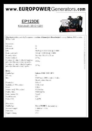 Generatoare de curent diesel Europower EP123DE (S)