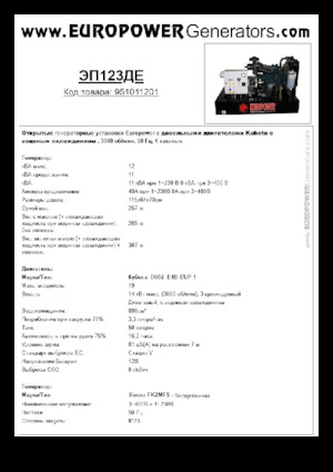 Generatoare de curent diesel Europower EP123DE (S)