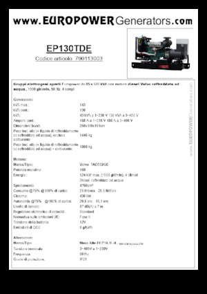 Generatoare de curent diesel Europower EP130TDE (MA)