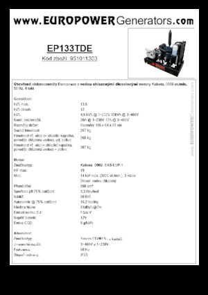 Generatoare de curent diesel Europower EP133TDE (S)