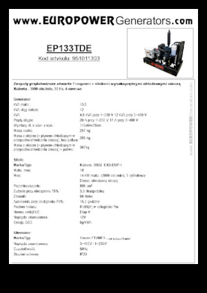 Generatoare de curent diesel Europower EP133TDE (S)