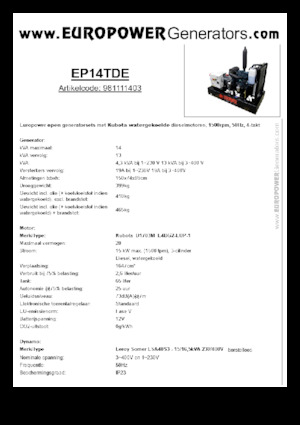 Generatoare de curent diesel Europower EP14TDE (LS)