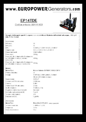 Generatoare de curent diesel Europower EP14TDE (MA)
