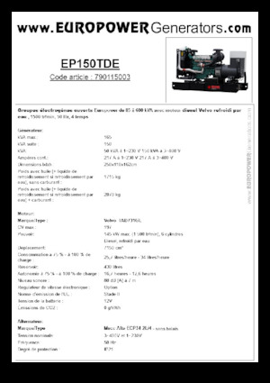 Generatoare de curent diesel Europower EP150TDE (MA)