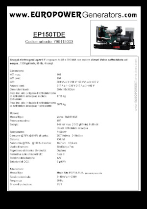 Generatoare de curent diesel Europower EP150TDE (MA)