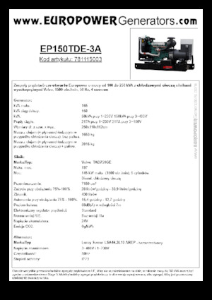 Generatoare de curent diesel Europower EP150TDE-3A (LS)