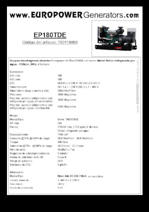 Generatoare de curent diesel Europower EP180TDE (MA)