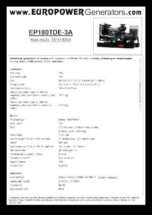 Generatoare de curent diesel Europower EP180TDE-3A (LS)
