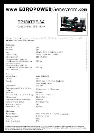 Generatoare de curent diesel Europower EP180TDE-3A (LS)