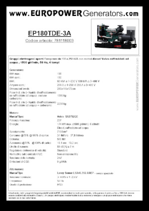 Generatoare de curent diesel Europower EP180TDE-3A (LS)