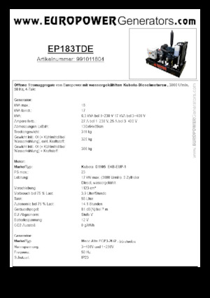 Generatoare de curent diesel Europower EP183TDE (MA)