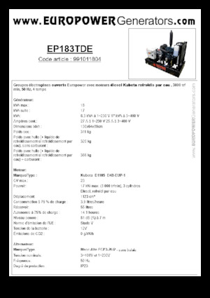 Generatoare de curent diesel Europower EP183TDE (MA)