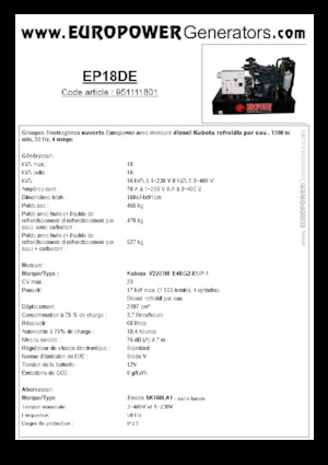 Generatoare de curent diesel Europower EP18DE (S)