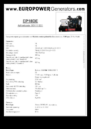 Generatoare de curent diesel Europower EP18DE (S)