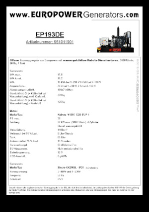 Generatoare de curent diesel Europower EP193DE (S)