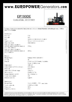 Generatoare de curent diesel Europower EP193DE (S)