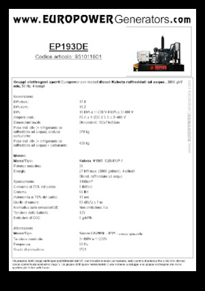 Generatoare de curent diesel Europower EP193DE (S)