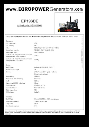 Generatoare de curent diesel Europower EP193DE (S)