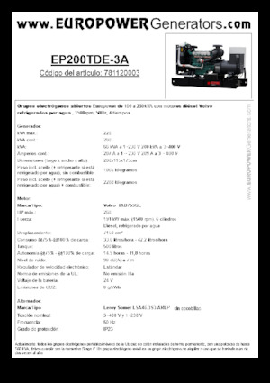 Generatoare de curent diesel Europower EP200TDE-3A (LS)
