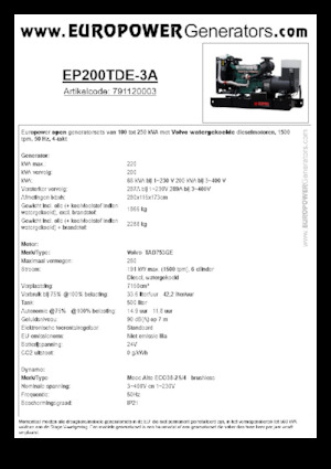 Generatoare de curent diesel Europower EP200TDE-3A (MA)