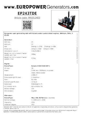 Generatoare de curent diesel Europower EP243TDE (MA)