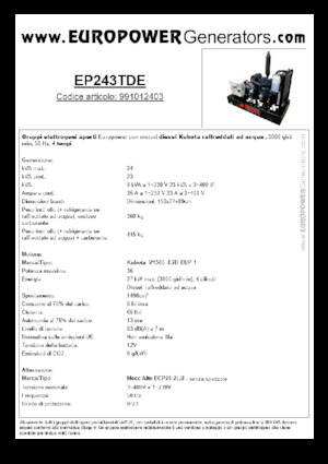 Generatoare de curent diesel Europower EP243TDE (MA)