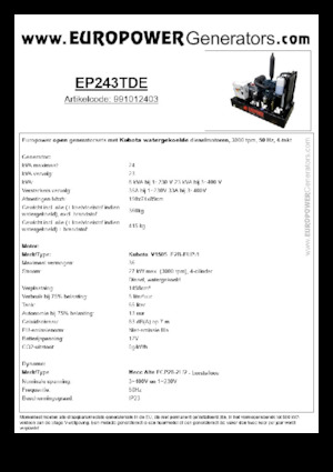 Generatoare de curent diesel Europower EP243TDE (MA)