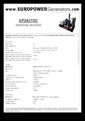 Generatoare de curent diesel Europower EP243TDE (MA)