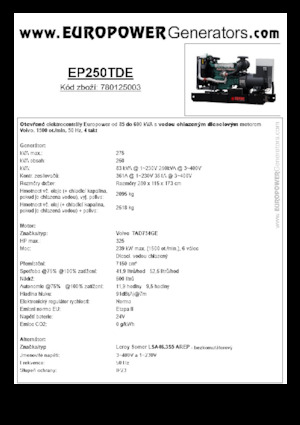Generatoare de curent diesel Europower EP250TDE (LS)