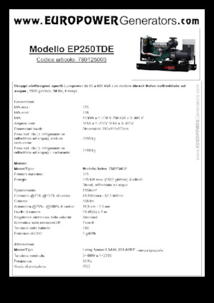 Generatoare de curent diesel Europower EP250TDE (LS)