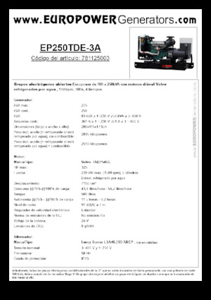 Generatoare de curent diesel Europower EP250TDE-3A (LS)