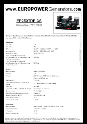 Generatoare de curent diesel Europower EP250TDE-3A (LS)