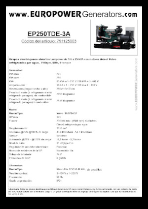 Generatoare de curent diesel Europower EP250TDE-3A (MA)