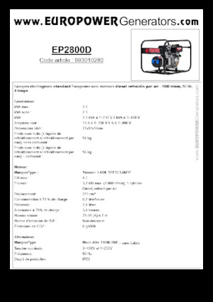 Generatoare de curent diesel Europower EP2800D (MA)