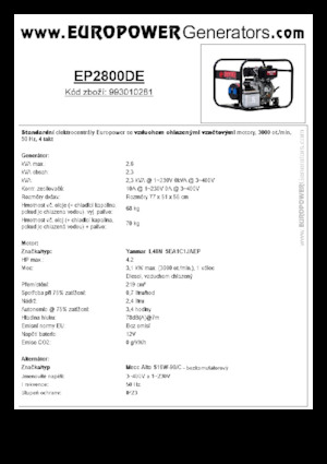 Generatoare de curent diesel Europower EP2800DE (MA)