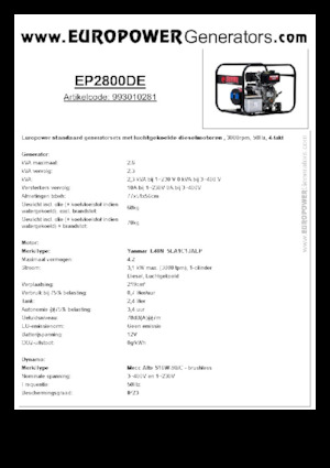 Generatoare de curent diesel Europower EP2800DE (MA)