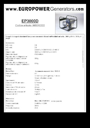Generatoare de curent diesel Europower EP3000D (MA)