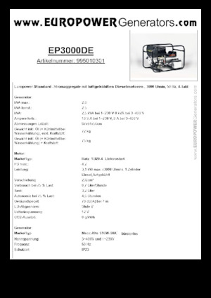 Generatoare de curent diesel Europower EP3000DE (MA)