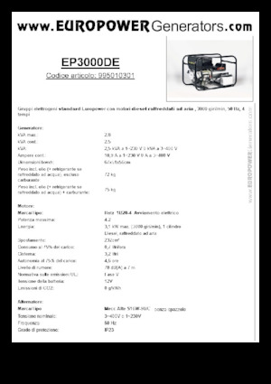 Generatoare de curent diesel Europower EP3000DE (MA)