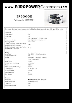Generatoare de curent diesel Europower EP3000DE (MA)