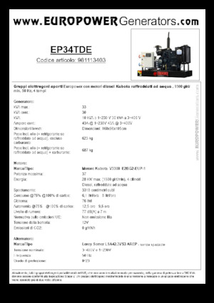 Generatoare de curent diesel Europower EP34TDE (LS)