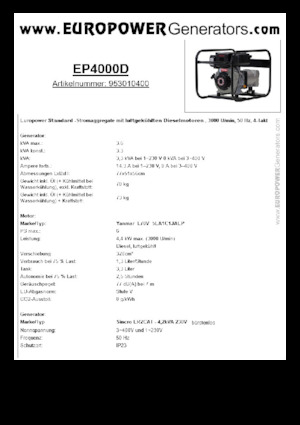 Generatoare de curent diesel Europower EP4000D (S)